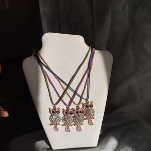 Gold and Crystal owl necklaces